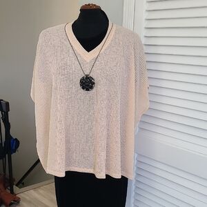 Studio Cream V-Neck Poncho Sweater